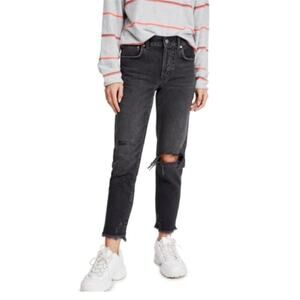 Free People We The Free Womens Good Times Relaxed Straight Leg Jeans Black 27